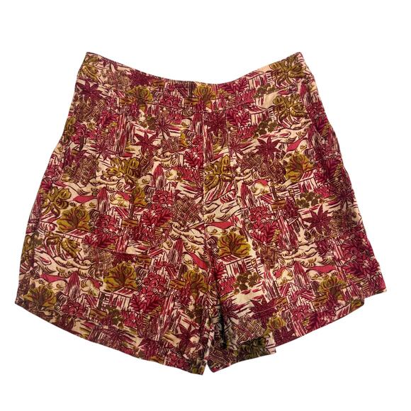 Joie small tropical print flat front linen blend shorts pockets SH2 2754 - Picture 1 of 8